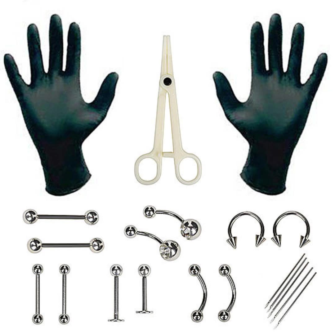 Jewelry Making Kit Professional - 1 Set Einweg-Professionelles Piercing-Werkzeugset Piercingnadel Klemmwerkzeuge