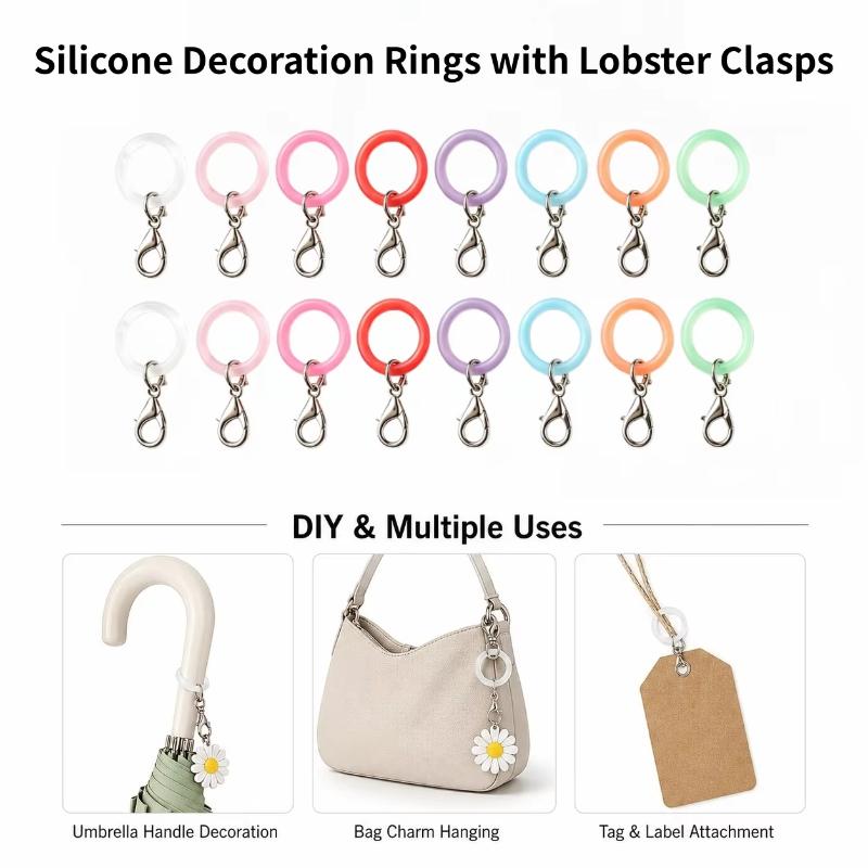 Lobster Clasp Silver - 5/10 Stück Silikon-Regenschirmgriff-Ringe Flexibles Material Sicherer