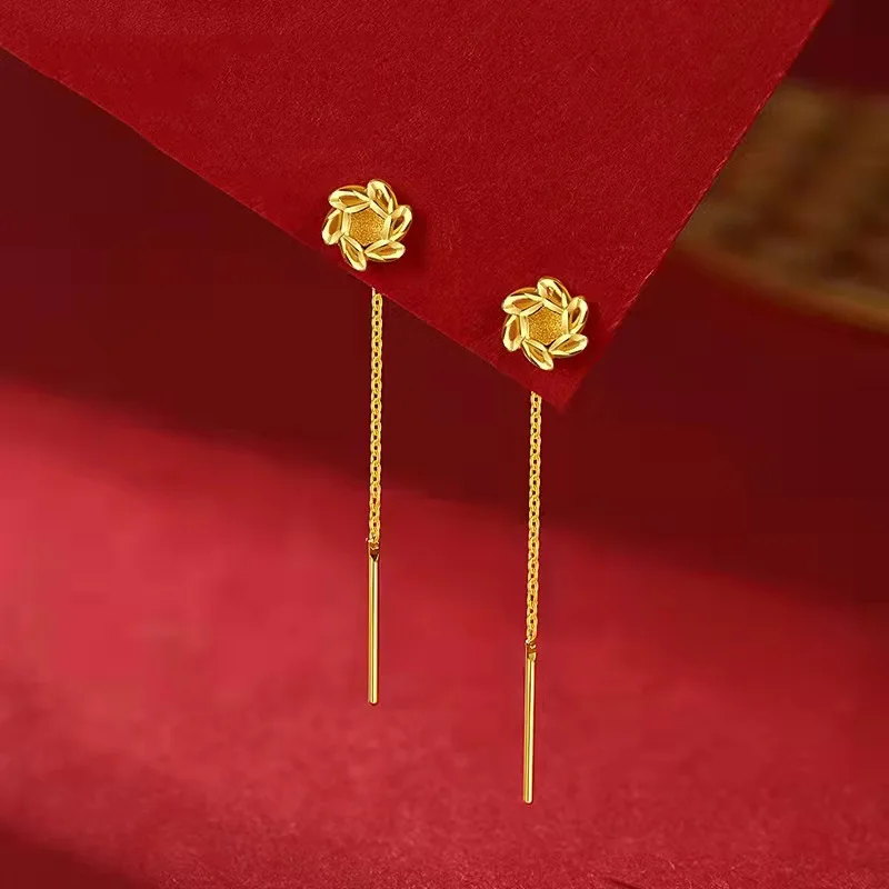 Jewelry Making Gold Wire - Goldfarbener, vergoldeter Kleeblatt-Ohrring für Frauen, Brautschmuck,