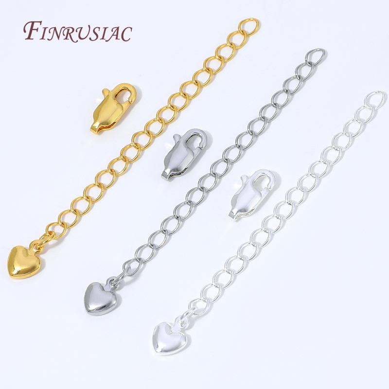 Lobster Clasp Silver - 18K Gold Silberbeschichtete Verlängerungskette mit Herzanhänger