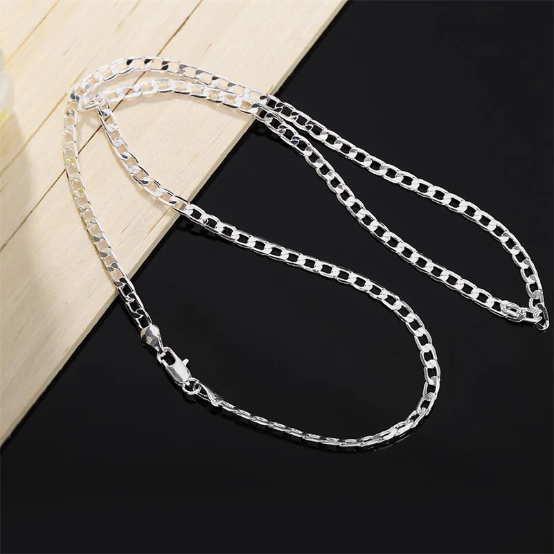 Lobster Clasp Silver - Herren-Halskette aus 925er Sterlingsilber, 2/4/6/8/10/12 mm,