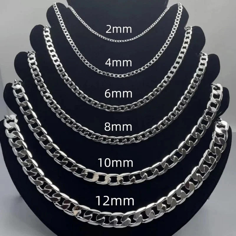 Lobster Clasp Silver - Herren-Halskette aus 925er-Sterlingsilber, 2/4/6/8/10/12 mm, 40–75