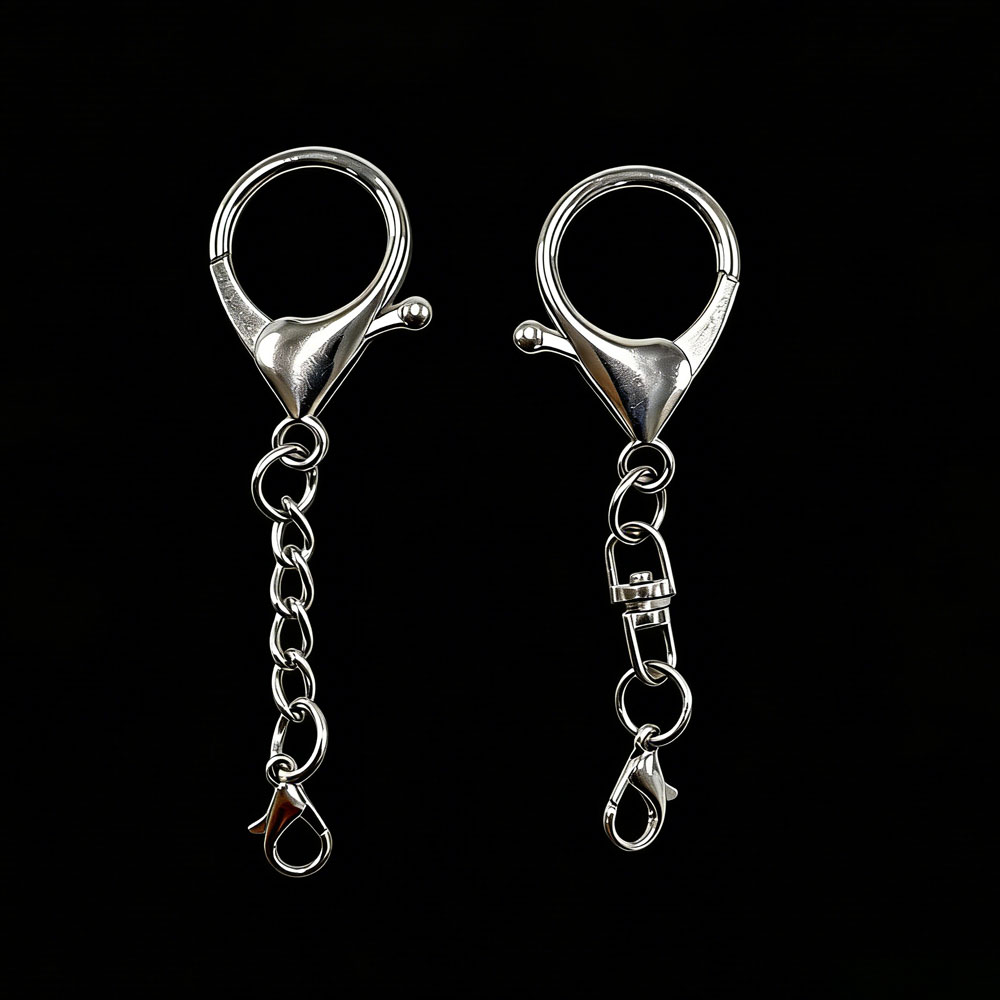 Lobster Clasp Silver - 10 Stück silberfarbene große Karabinerverschlüsse aus