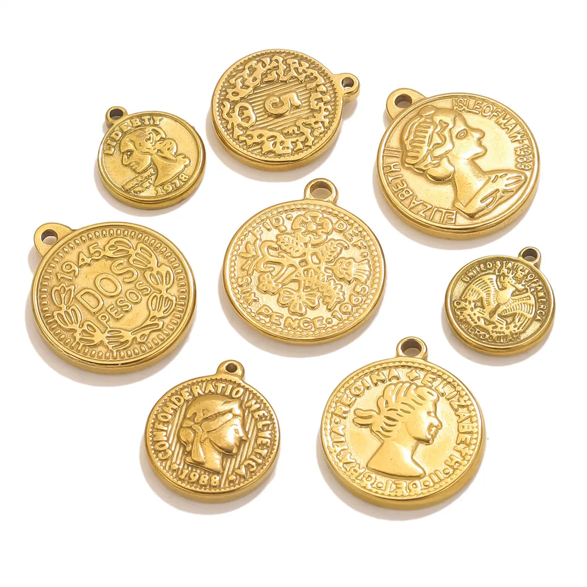 5PCS Edelstahl Medaille Münze  – Jewelry Making Materials Wholesale Bewertung und Preis