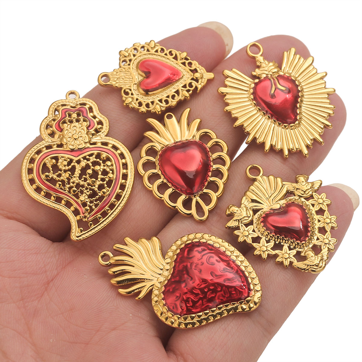 3 Stück Edelstahl rote Emaille – Jewelry Making Supplies Wholesale Bewertung und Preis